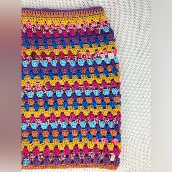 New Crocheted Mini Skirt, Handmade Striped Skirt, Colorful Fall/Winter Skirt - Picture 11 of 11